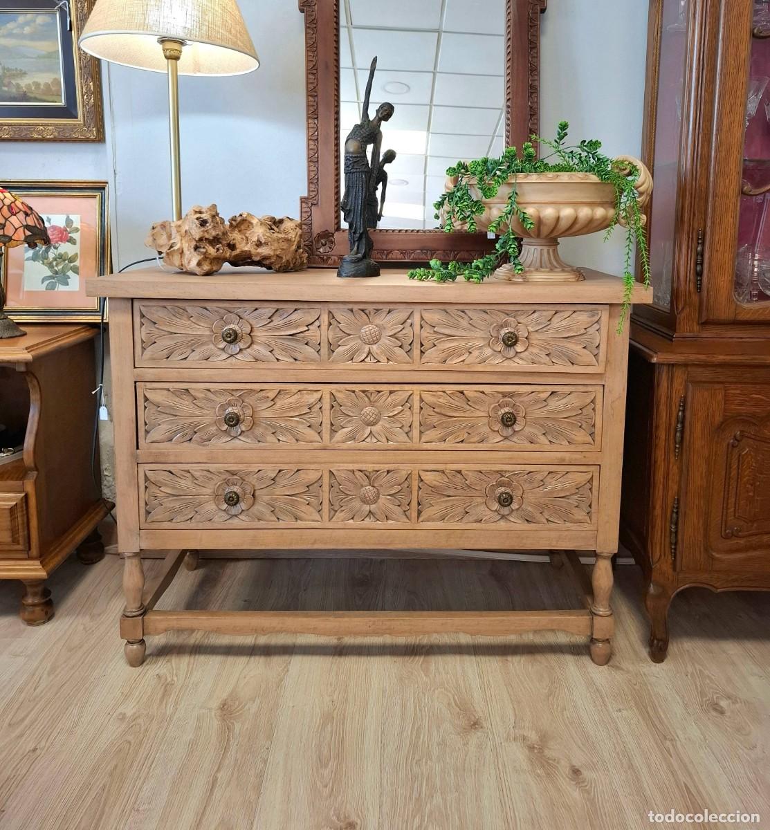 Antig&uuml;edades: C&oacute;moda en madera lavada 3 cajones - Foto 1