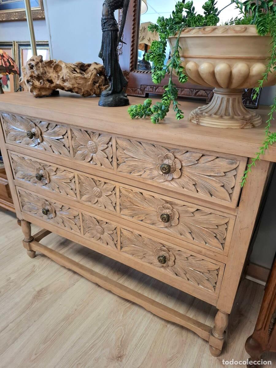 Antig&uuml;edades: C&oacute;moda en madera lavada 3 cajones - Foto 3