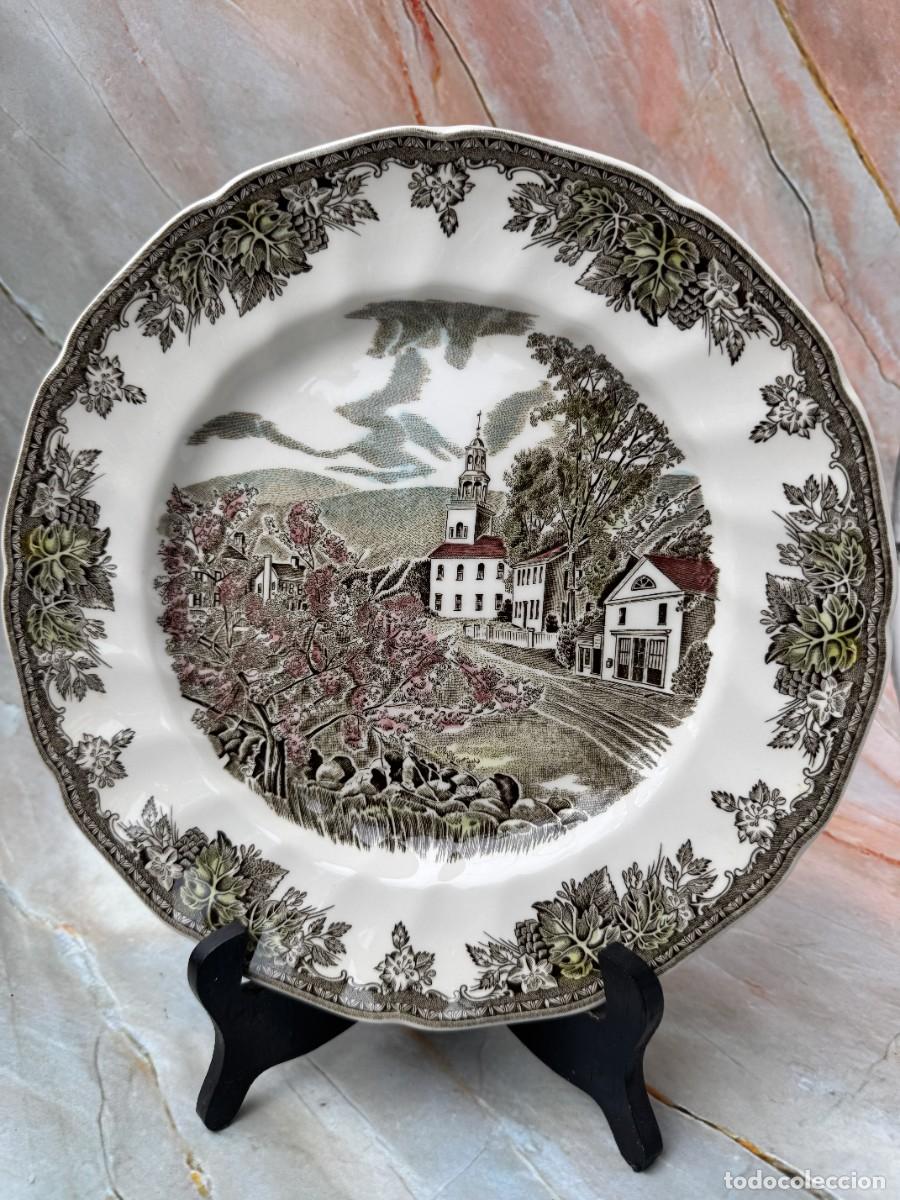 Antig&uuml;edades: Plato vintage de porcelana Johnson Bros &rdquo;The Village Green&rdquo;, Inglaterra, 1953&ndash;2003