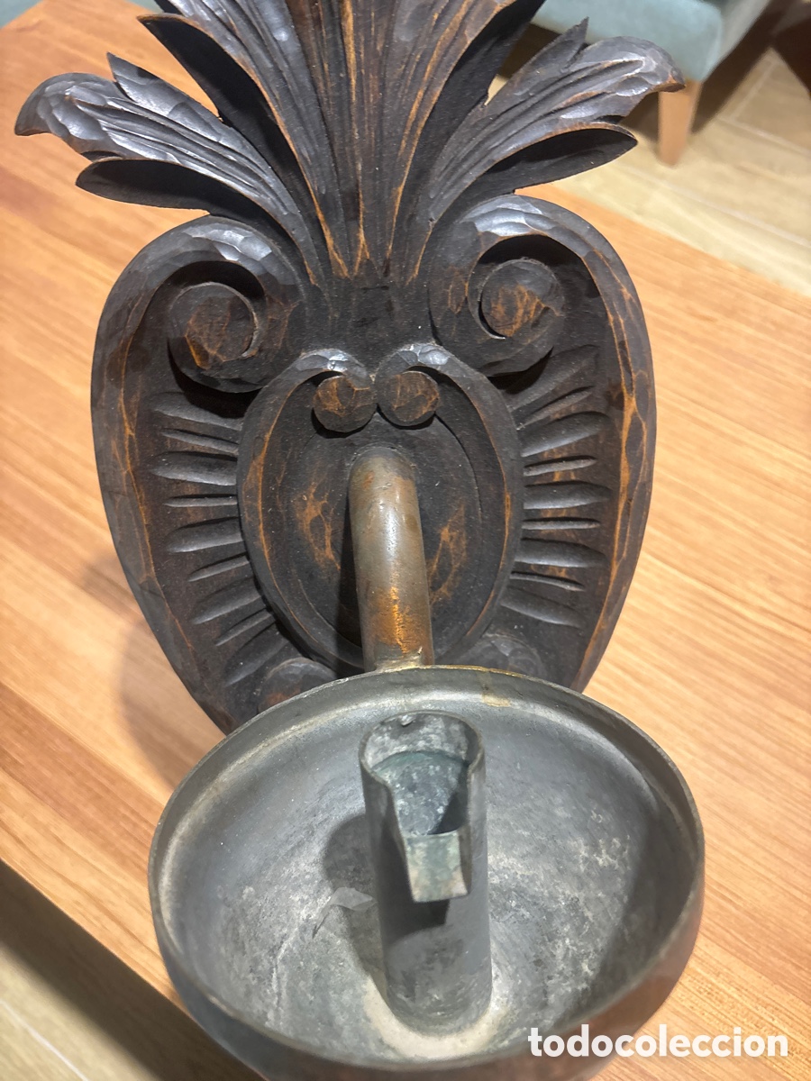 Antig&uuml;edades: Aplique de madera para velas ,pared. - Foto 3