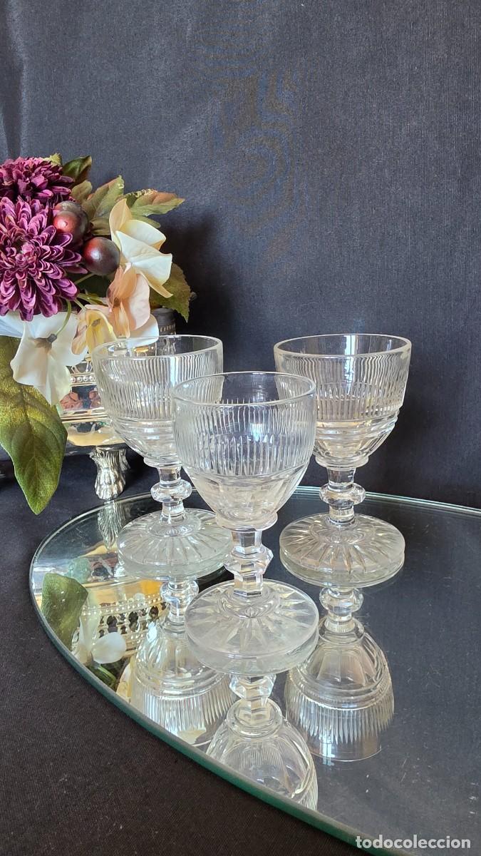 Antig&uuml;edades: Lote 3 Copas Cristal Baccarat Antiguas Dos Tama&ntilde;os Francia Circa 1900 Alta &Eacute;poca