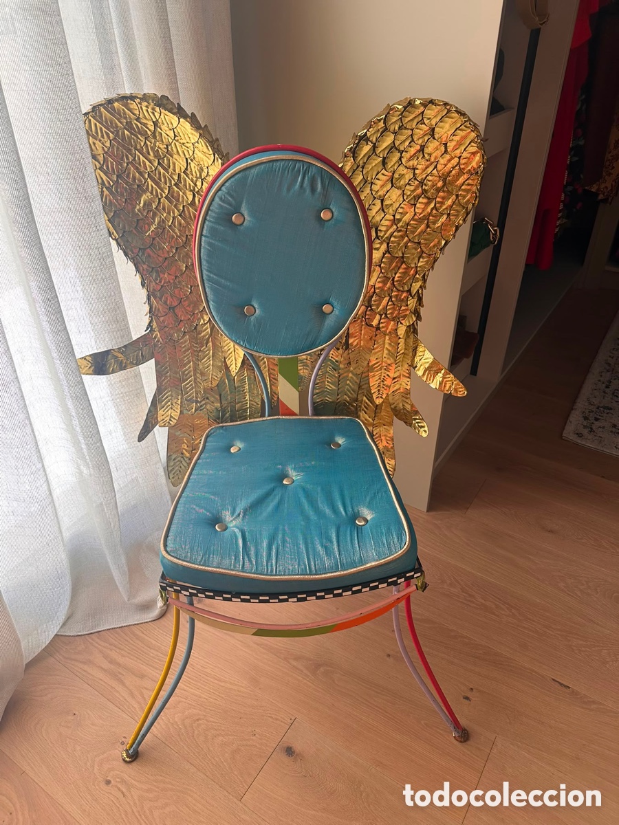 Antig&uuml;edades: Cadira decorativa TOMS DRAGS Angel dorada i verda.