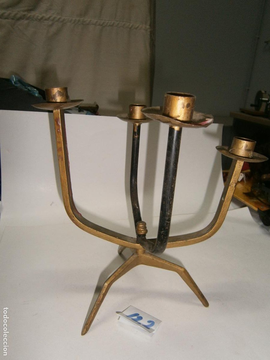 Antig&uuml;edades: ANTIGUO CANDELABRO BRUTALISTA DE METAL MACIZO GRAN TAMA&Ntilde;O