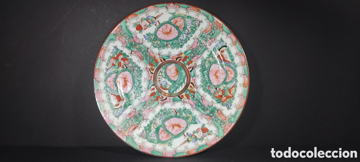 Oggetti Antichi: MAGN&Iacute;FICO PLATO EN PORCELANA DE MACAO, SELLADO