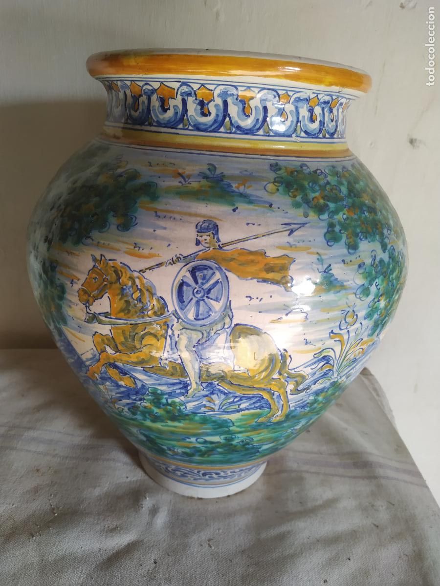 Antiques: Gran jarr&oacute;n cer&aacute;mica Talavera (Toledo)Niveiro con jinete seg&uacute;n modelo s. XVIII