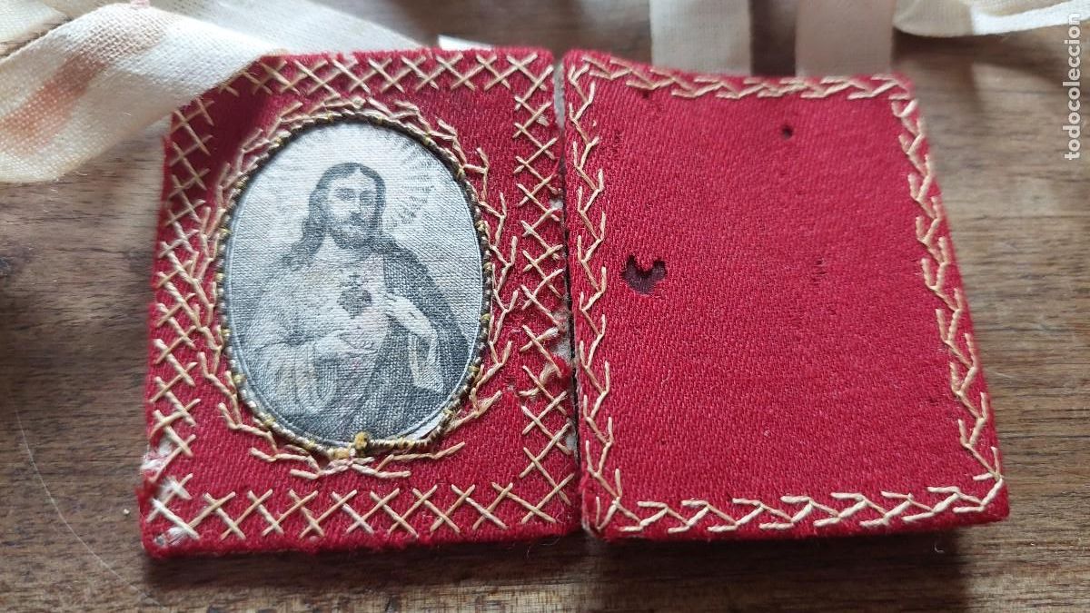 Oggetti Antichi: Antiguo escapulario Sagrado Corazon