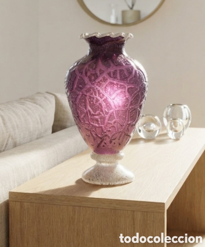 Antig&uuml;edades: Murano 40 cm Monumental Craquelado/Pulgoso