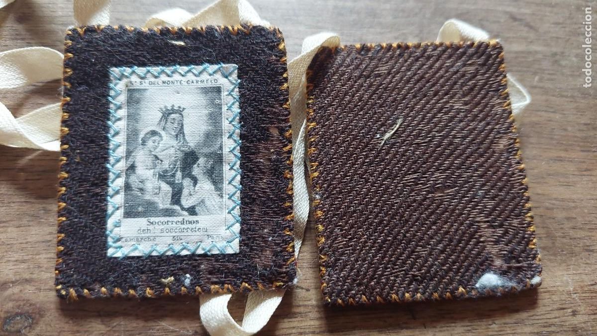 Antiguidades: Antiguo escapulario Nuestra Se&ntilde;ora de Monte Carmelo
