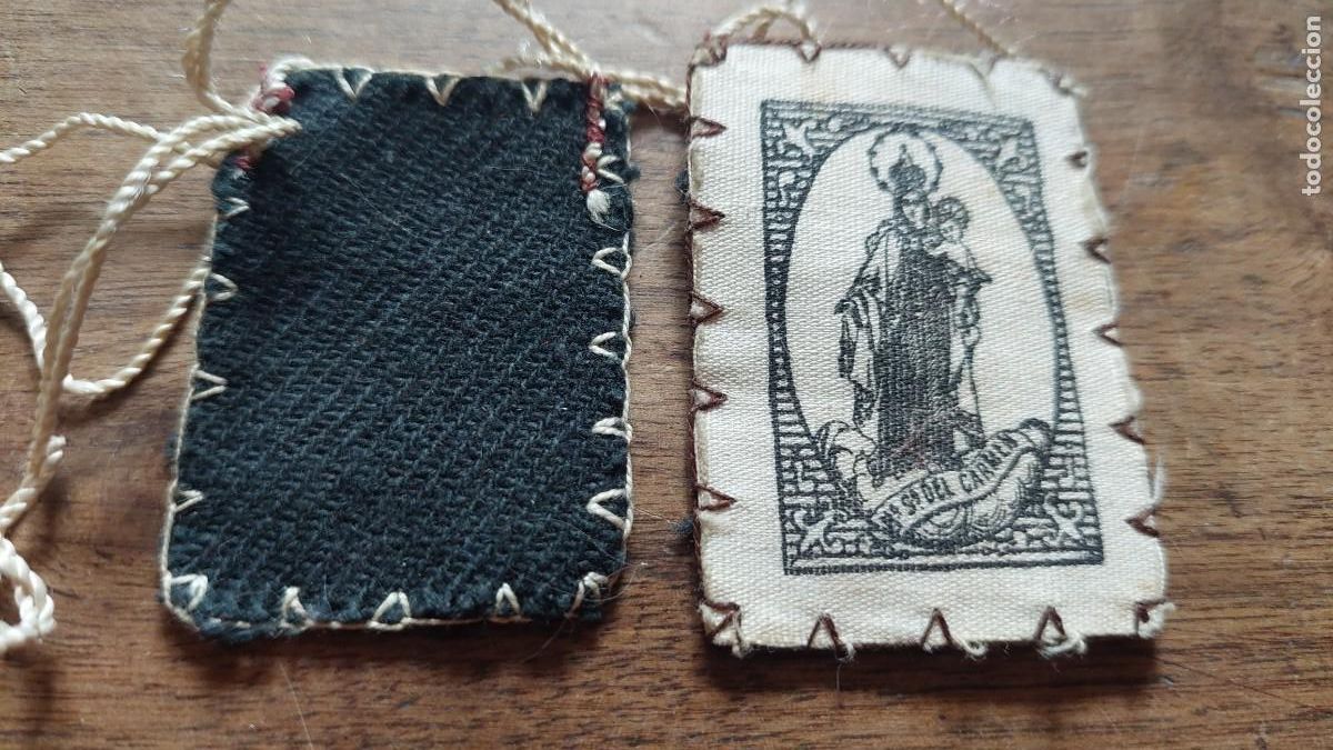 Antiguidades: Antiguo escapulario Nuestra Se&ntilde;ora del Carmen