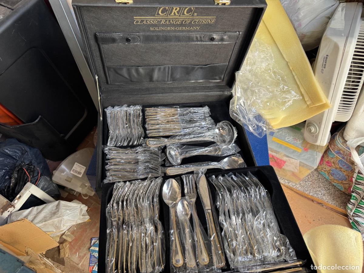 Antig&uuml;edades: Cuberter&iacute;a Alemana filo de oro CRC Solingen &ndash; NUEVA A ESTRENAR (Con Malet&iacute;n)