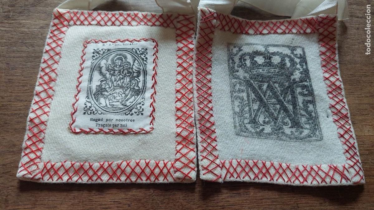 Oggetti Antichi: Antiguo escapulario Nuestra Se&ntilde;ora del Rosario