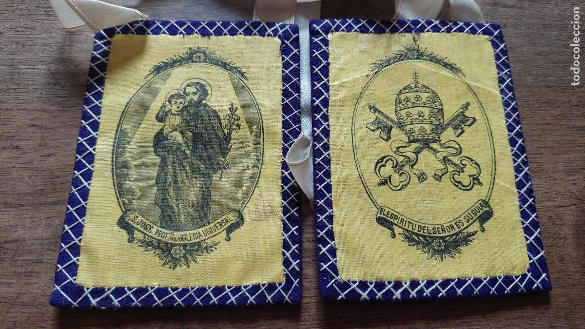 Antig&uuml;edades: Antiguo escapulario San Jos&eacute; protector de la iglesia universal - Foto 1