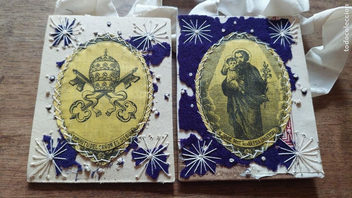 Antiguidades: Antiguo escapulario San Jos&eacute; protector de la iglesia universal