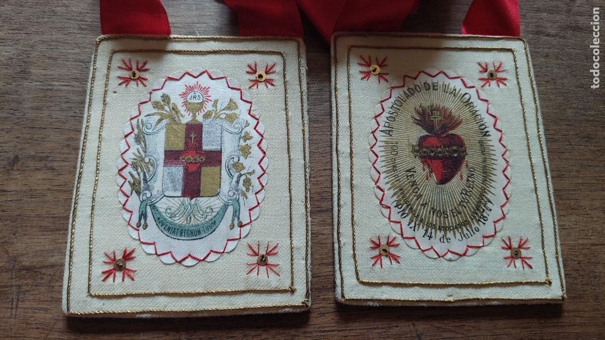 Antiguidades: Antiguo escapulario Detente guerra civil bordado hilo de oro