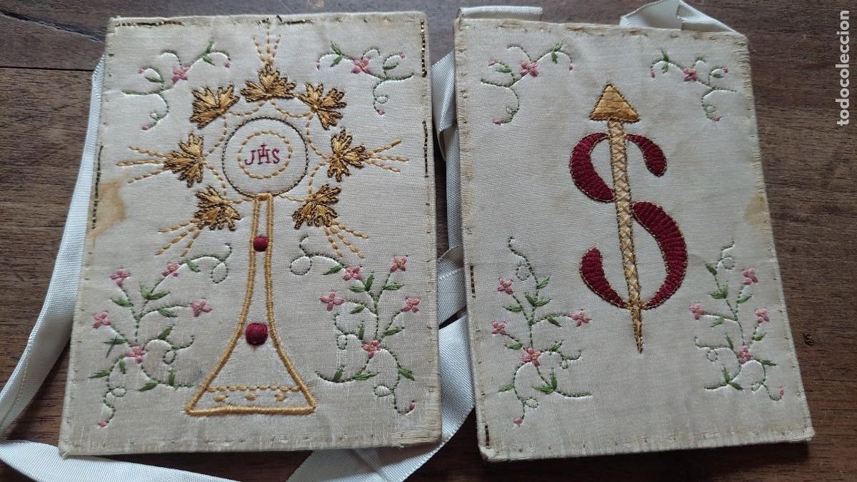Antiques: Antiguo escapulario Santo sacramento y clavo de cristo