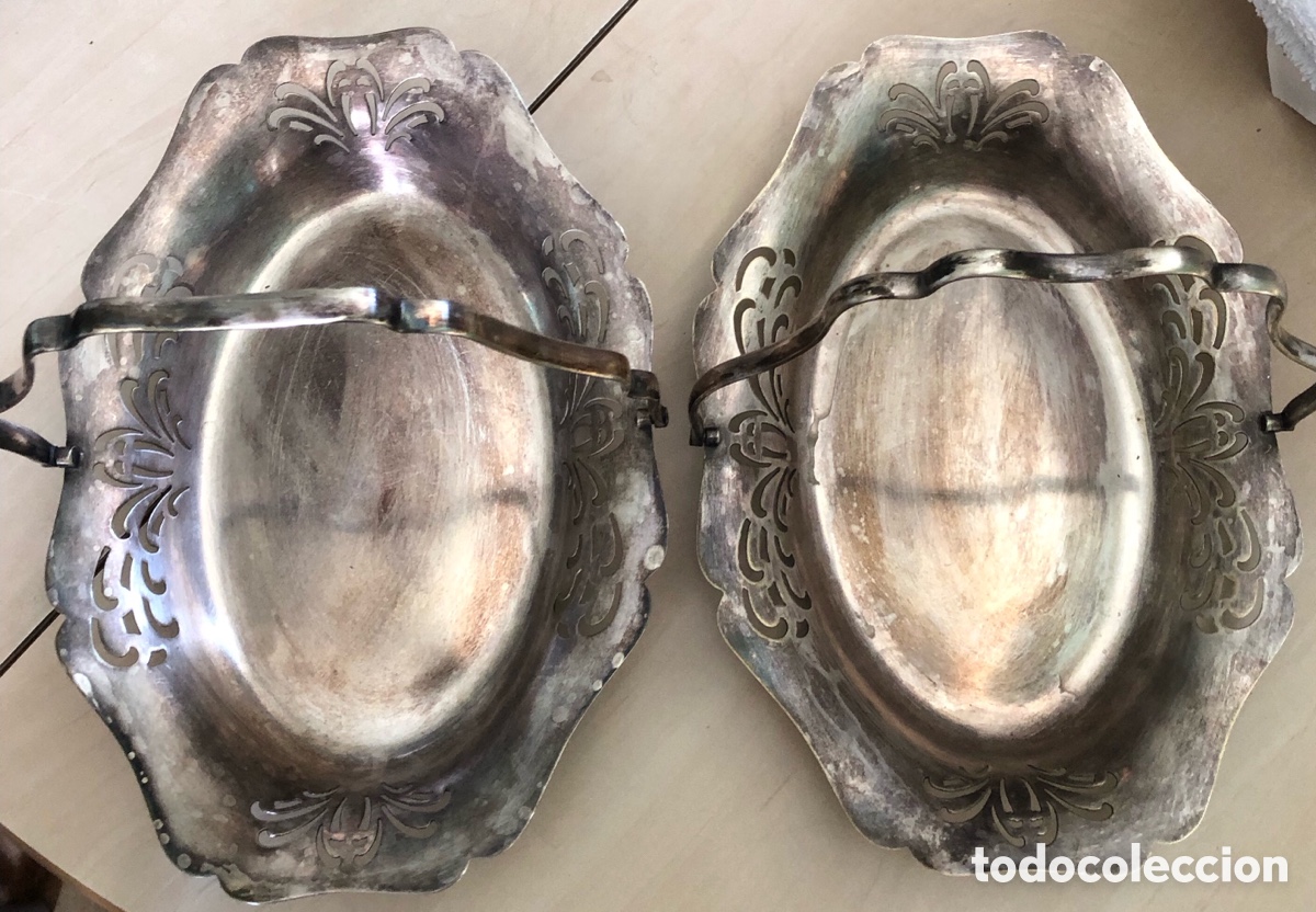 Antig&uuml;edades: Bandejas fruteras E P N S Ba&ntilde;o de plata