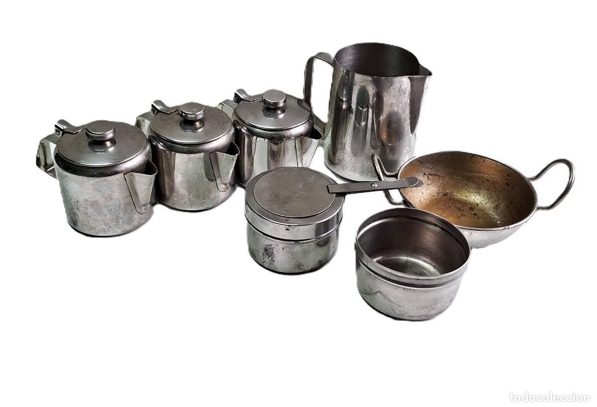 Antig&uuml;edades: LOTE DE VARIOS UTENSILIOS DE COCINA DE ACERO INOXIDABLE