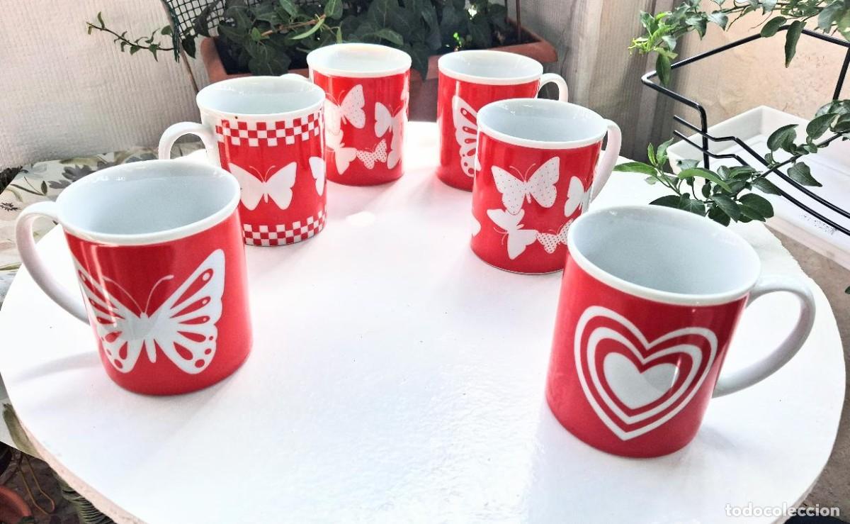 Antig&uuml;edades: lote set de 6 tazas desayuno ceramica japonesa mariposas marca Shibata Japan