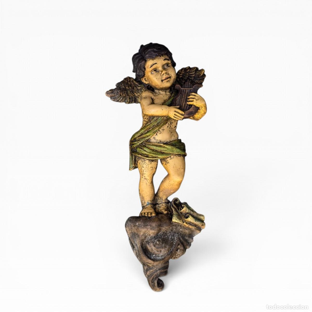 Antig&uuml;edades: Anjo Querubim Decorativo Parede com Harpa/Lira &mdash; Estilo Vintage