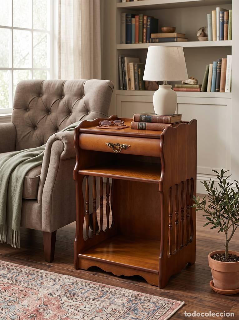 Antig&uuml;edades: MUEBLE AUXILIAR CON CAJ&Oacute;N