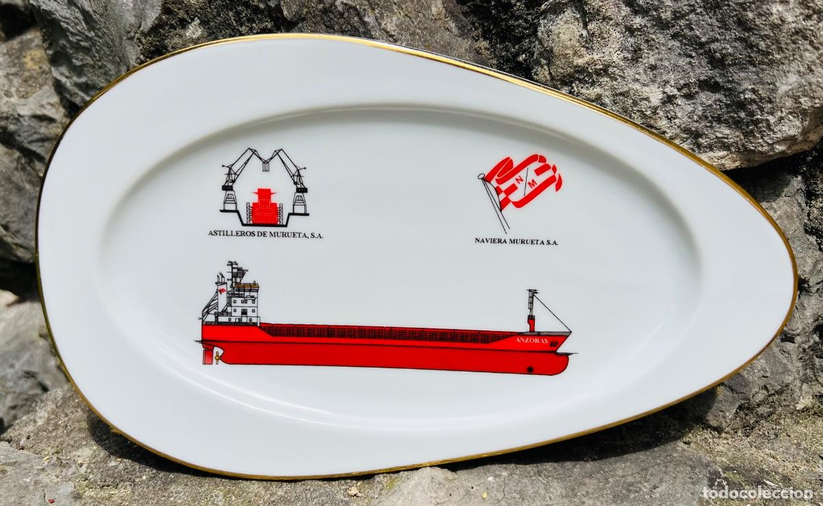 Antiquit&auml;ten: Plato bandeja porcelana de Bidasoa - Astilleros de Murueta, S.A. (Vizcaya) Buque Anzoras