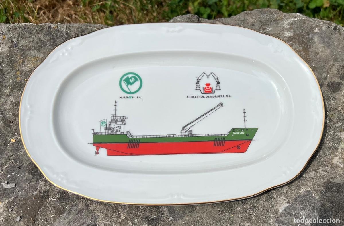 Antiquit&auml;ten: Plato bandeja porcelana de Bidasoa - Astilleros de Murueta, S.A. (Vizcaya) Buque Bahia Uno