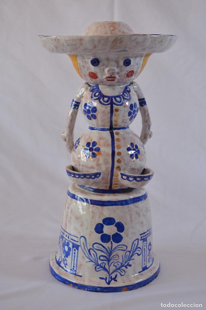 Antiguidades: Ceramica popular francesa - Centro de mesa adaptado a l&aacute;mpara