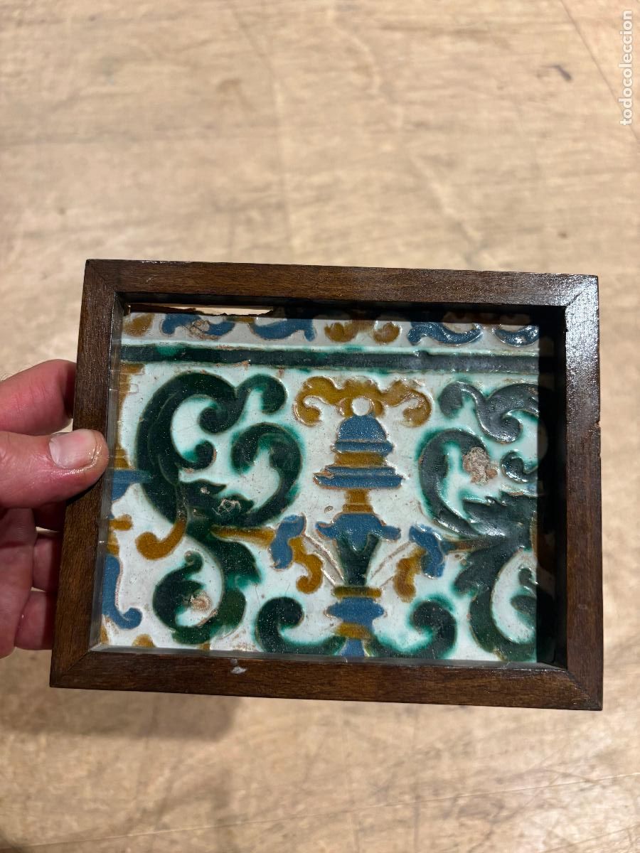 Antig&uuml;edades: Azulejo andaluz triana Alhambra de la cuerda seca extremadamente grueso probablemente circa 1600