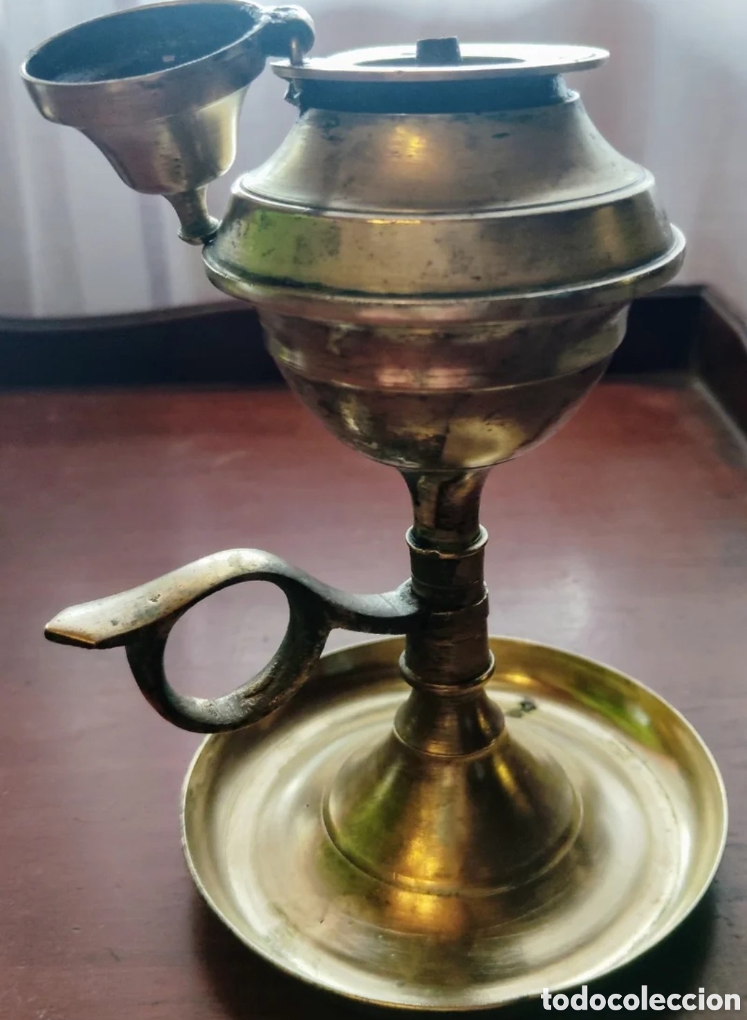 Antiques: Candil o l&aacute;mpara de aceite capuchina de bronce