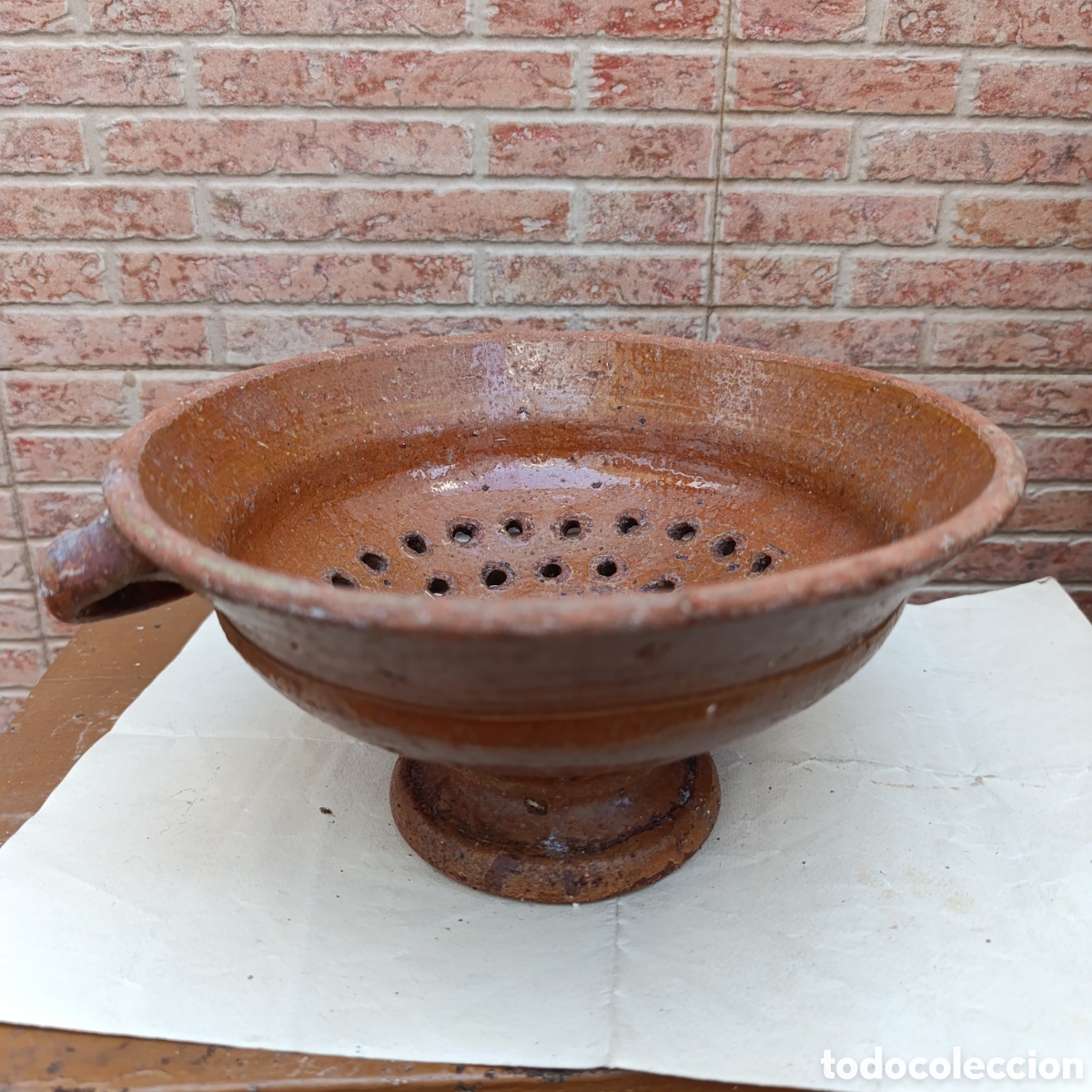 Antig&uuml;edades: Lebrillo colador antiguo Teruel,Matarra&ntilde;a,21 di&aacute;metro ,12 cm altura