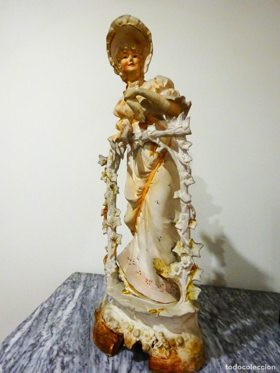 Antig&uuml;edades: FIGURA DAMA GALANTE,BISCUIT,POLICROMADA MANO,POSIBLE FRANCIA,43 cm,SIGLO XIX,SOLO RECOGIDA EN MADRID