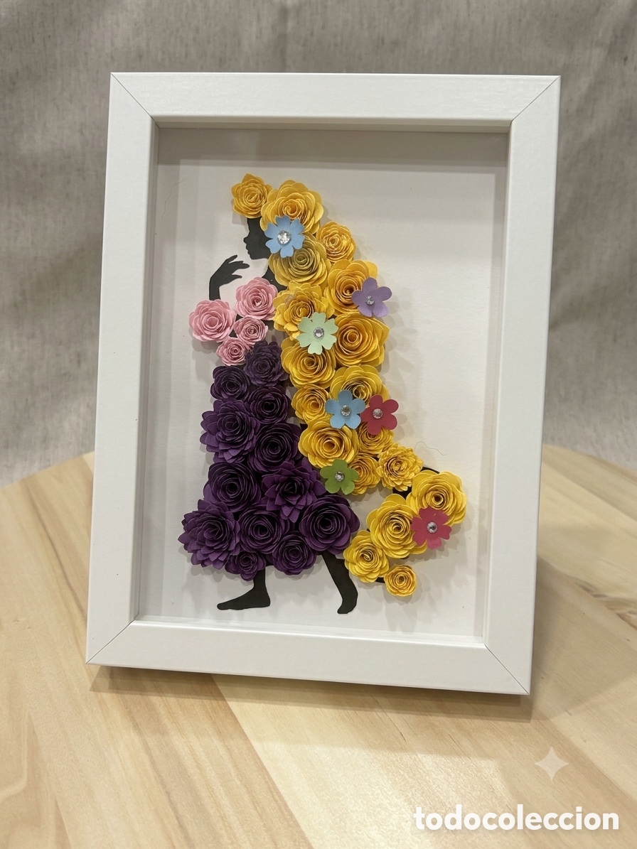 Antig&uuml;edades: Cuadro decorativo Princesas disney RAPUNZEL hecho a mano