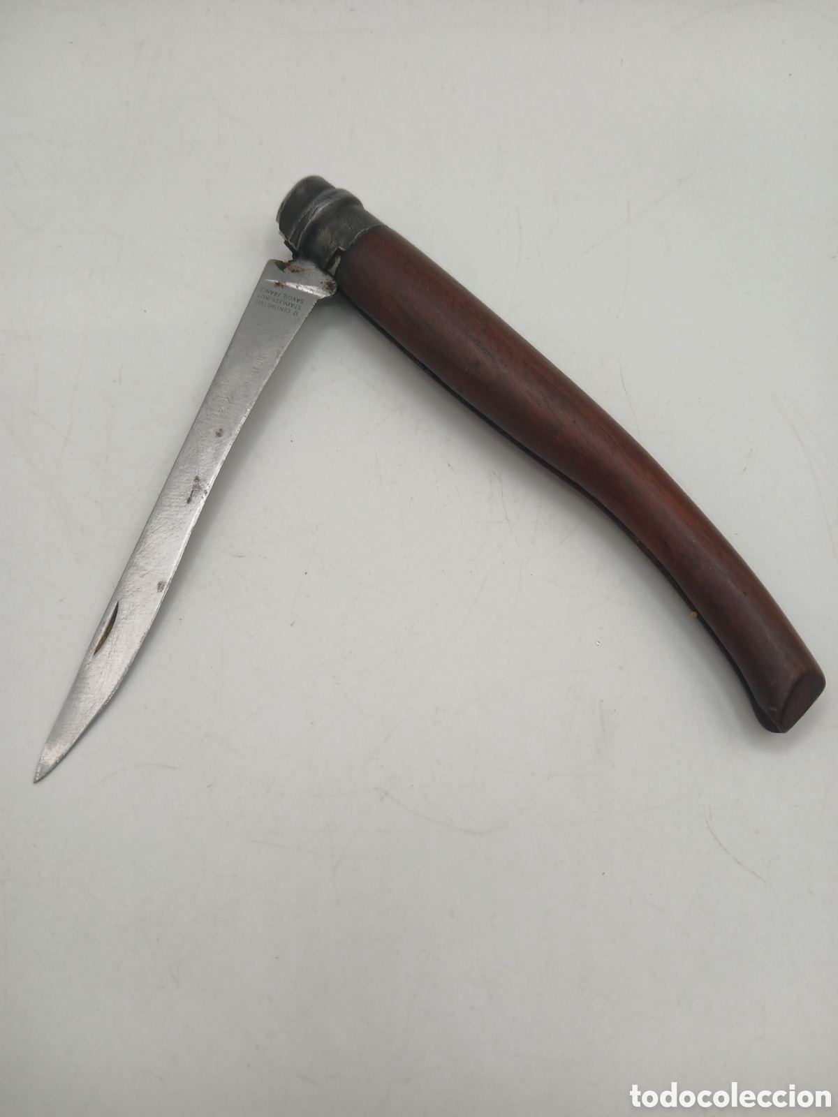Antig&uuml;edades: Antigua navaja Savoie France 12 centimetres inox mango roble