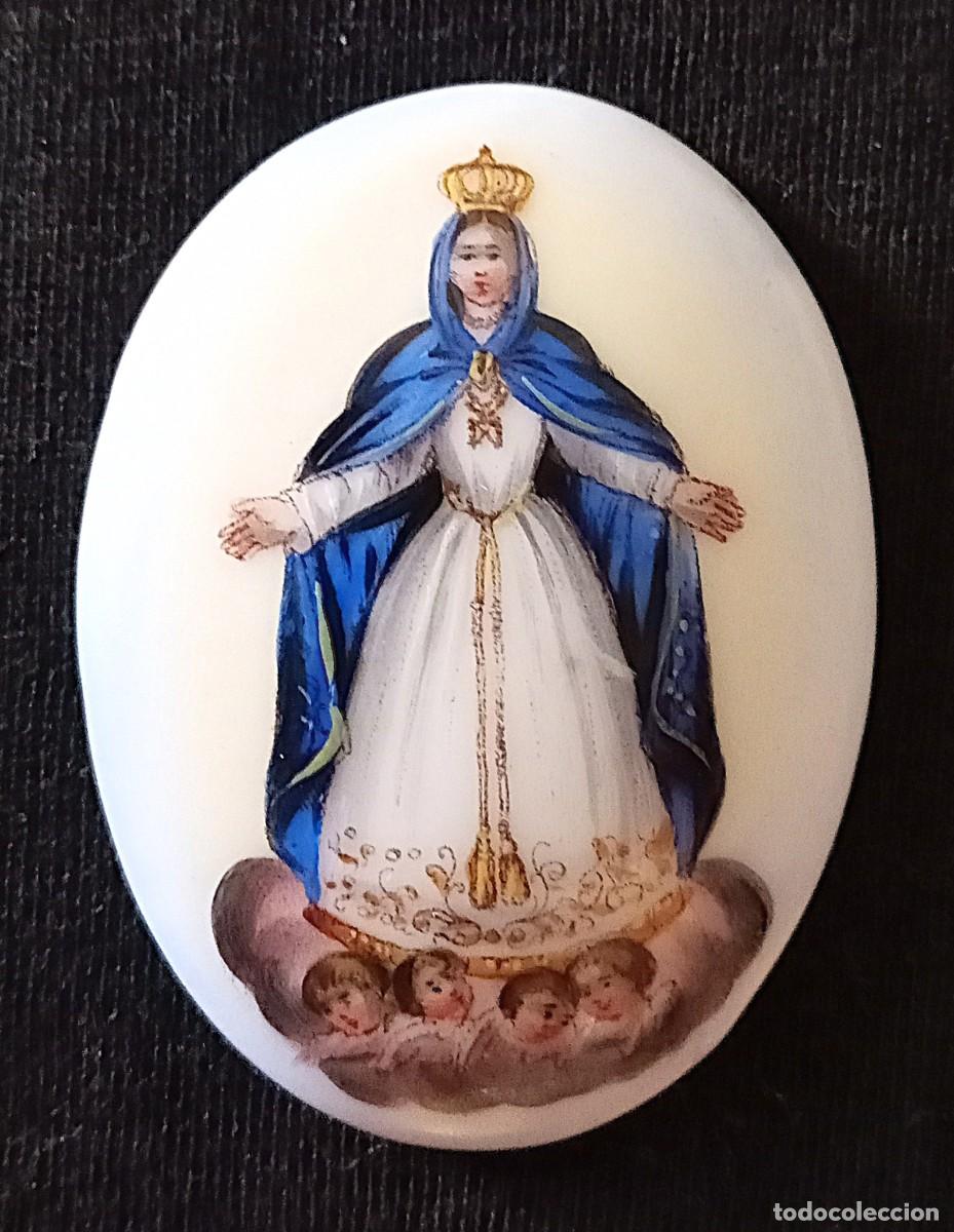 Antiguidades: Mare de D&eacute;u de Miseric&ograve;rdia de Canet de Mar. Bonica placa esmaltada.