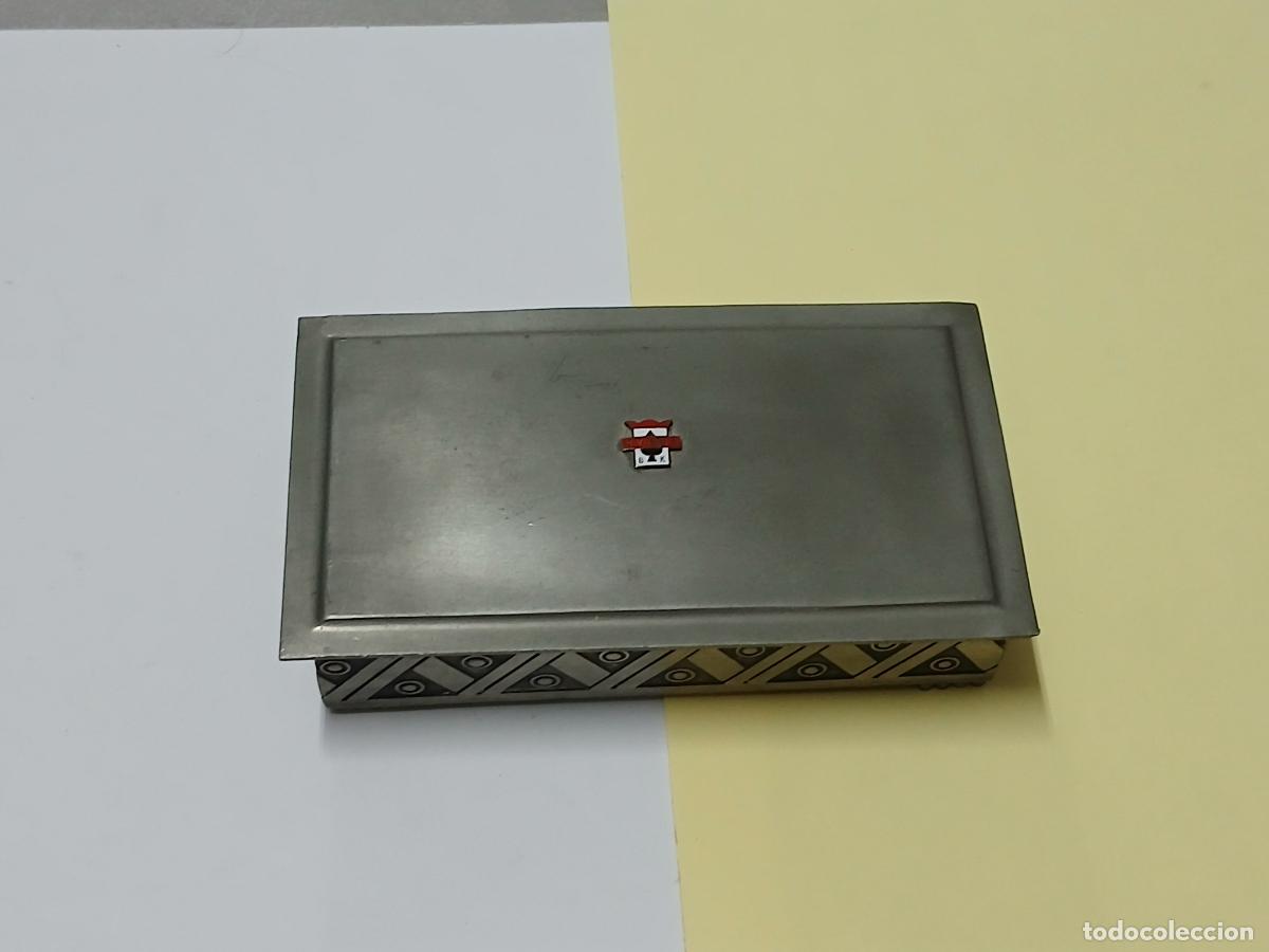 Antiguidades: Antig&uuml;edad. Caja o cigarrera, Peltre Noruego (Norway pewter, 16x9 cm)