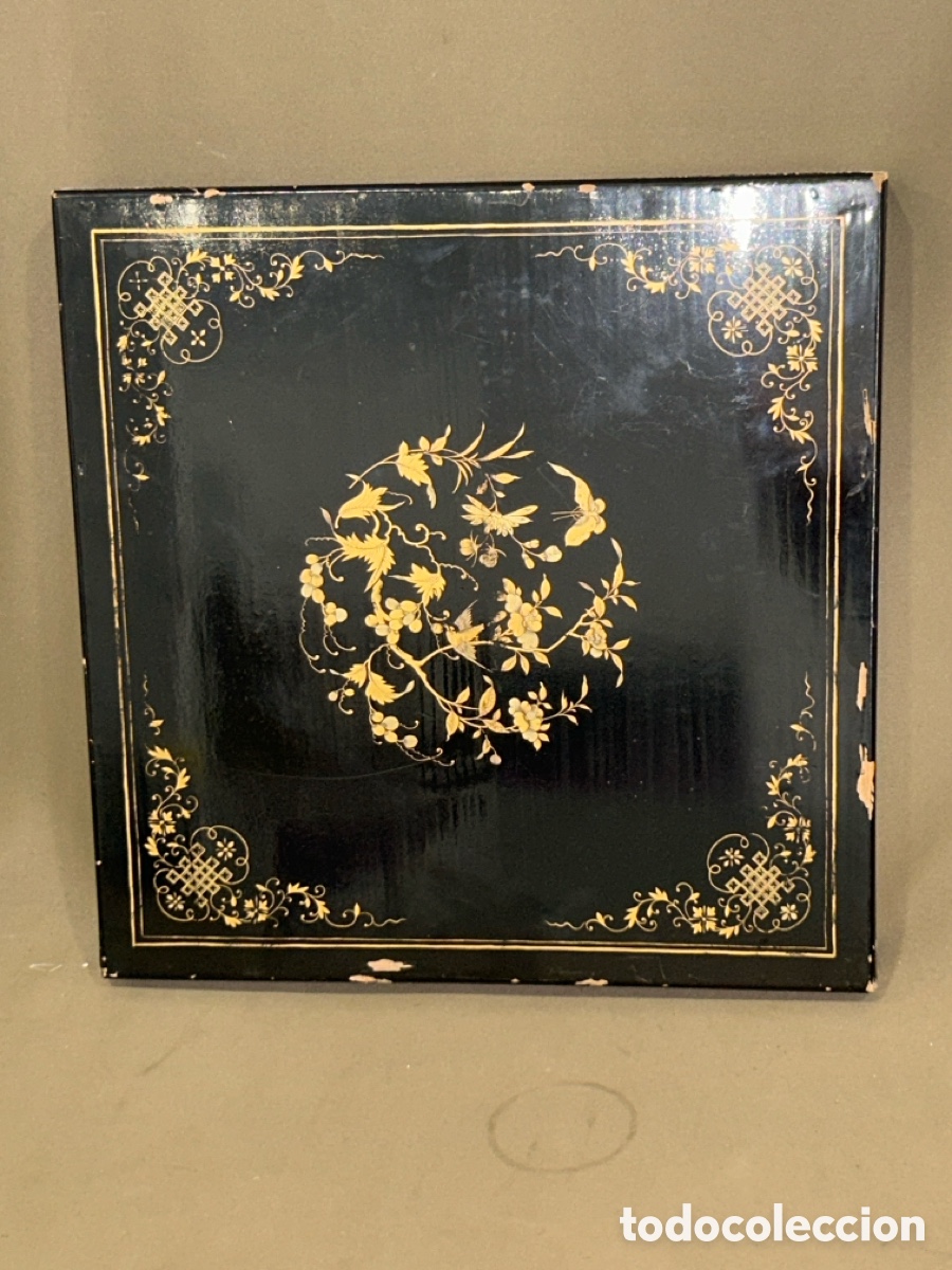Antiguidades: INCRE&Iacute;BLE CAJA MANT&Oacute;N DE MANILA DE MADERA LACADA Y ORNAMENTADA MOTIVOS ORIENTALES,S.XIX 44 X 43&rsquo;5
