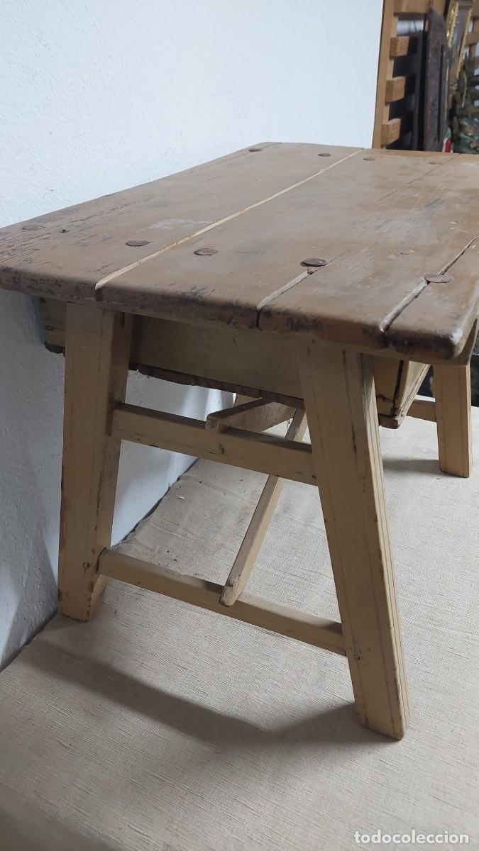 Antig&uuml;edades: Antigua mesa tocinera de madera - Foto 4