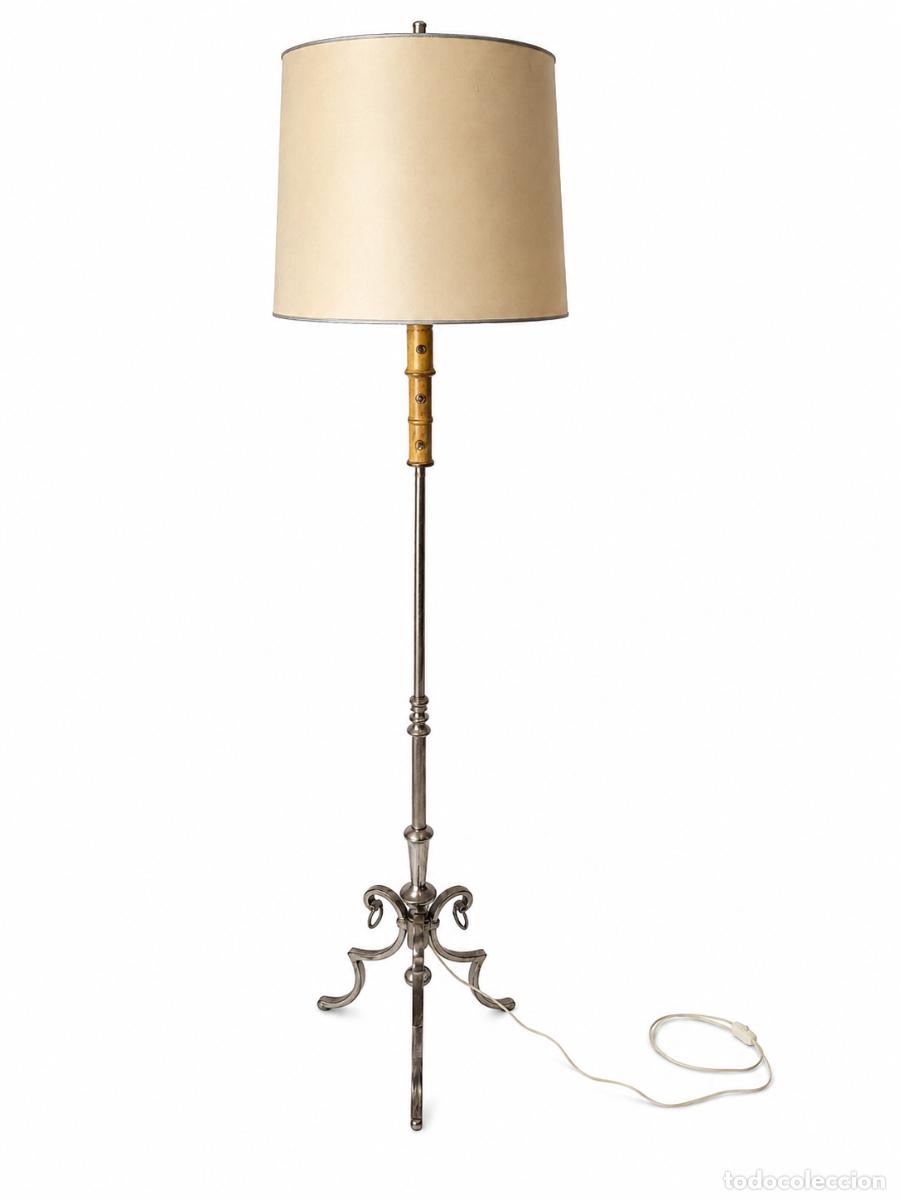Oggetti Antichi: L&aacute;mpara de Pie - Metal Cromado - 3 Luces - Vintage - A&ntilde;os 50-60