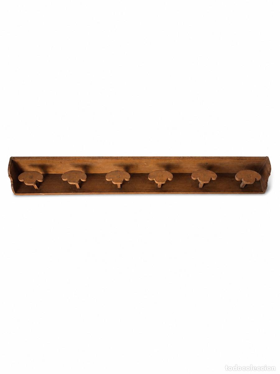 Antig&uuml;edades: Antiguo Perchero de Pared, R&uacute;stico - Colgador en Madera de Pino - S. XIX