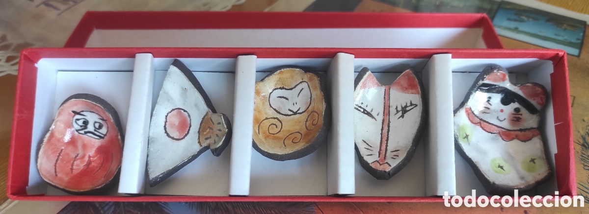 Antig&uuml;edades: Juego japon&eacute;s de soportes de cer&aacute;mica para palillos con certificado calidad. Hashioki
