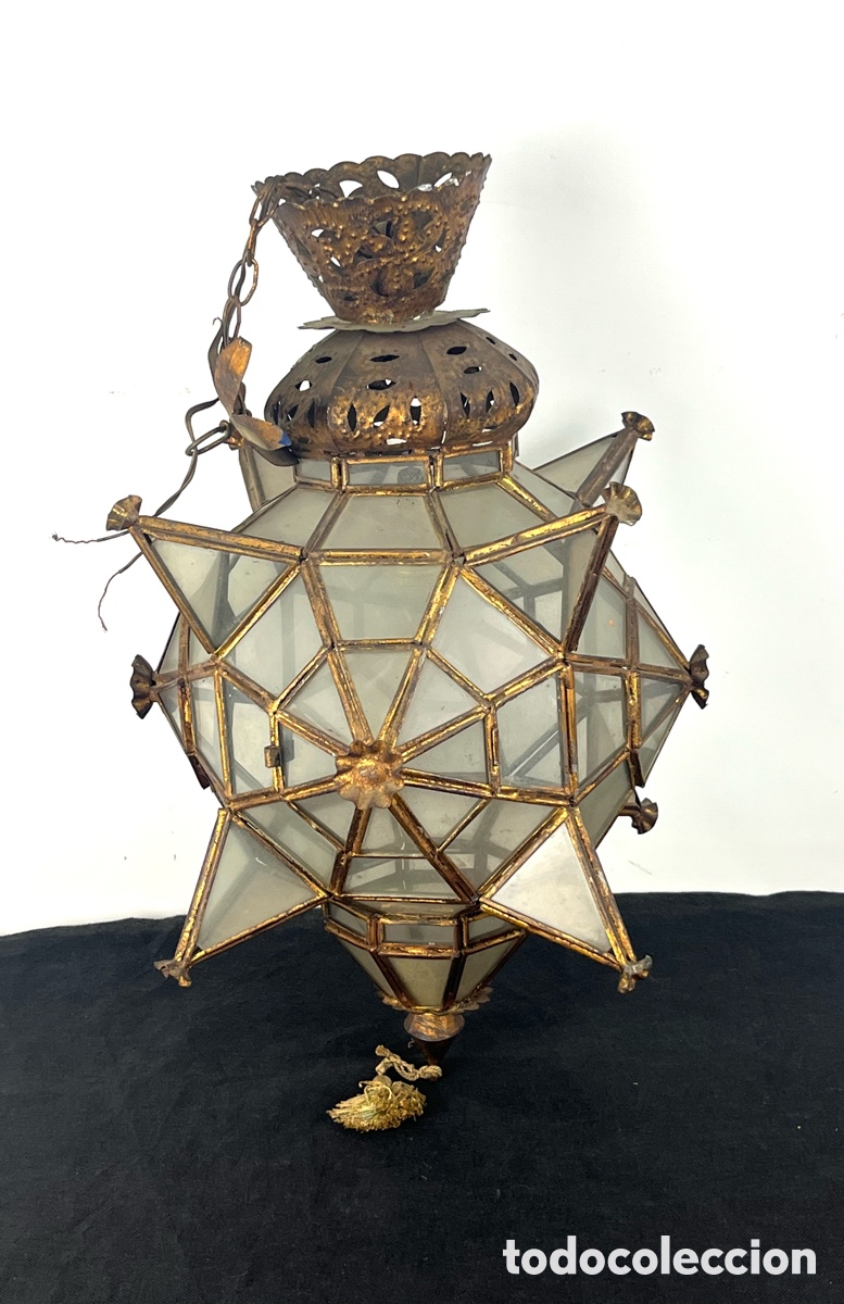 Antig&uuml;edades: LAMPARA GRANADINA EN FORMA DE ESTRELLA, ESTILO MORUNO