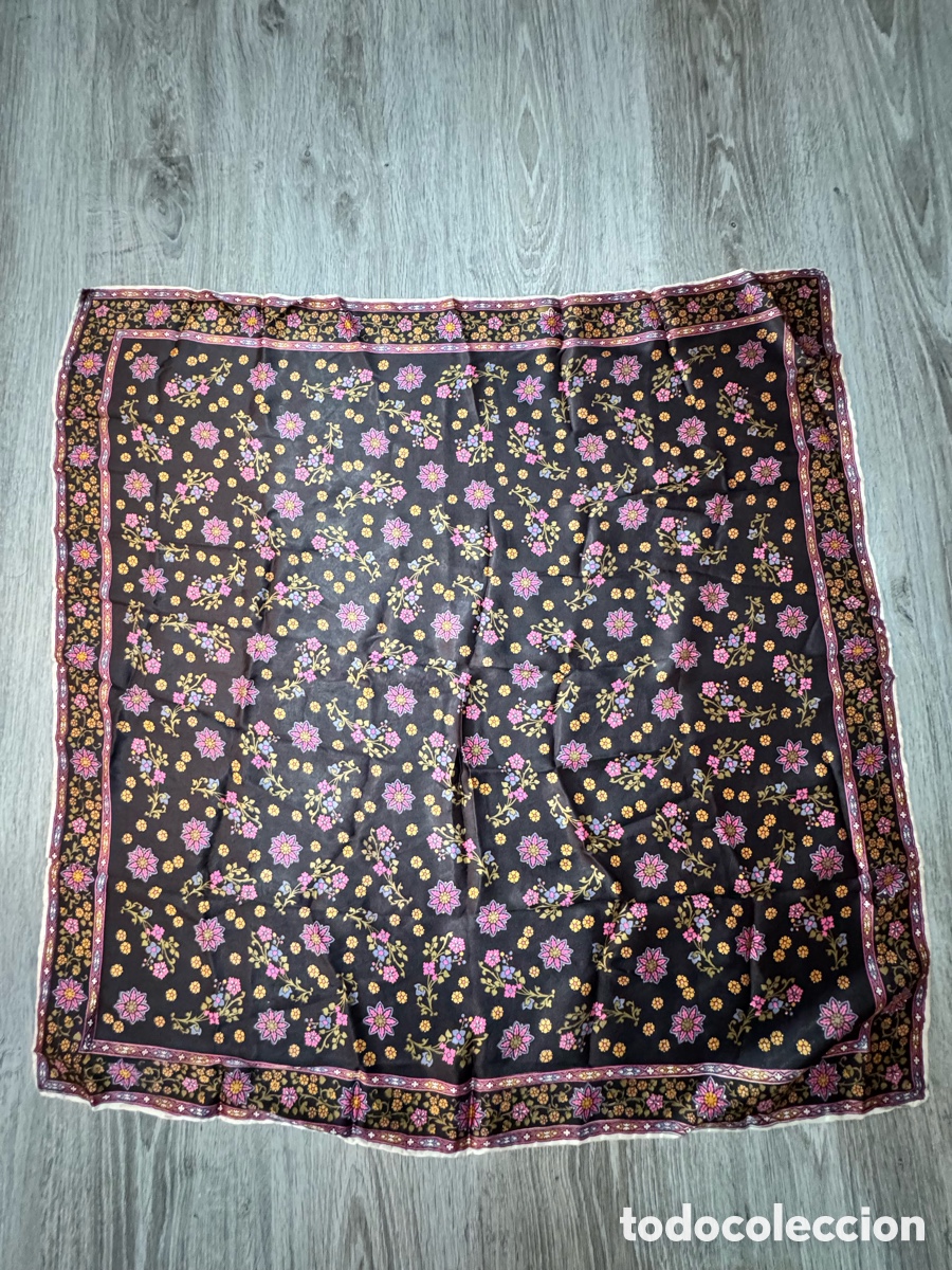 Antiguidades: ANTIGUO PA&Ntilde;UELO DE SEDA VINTAGE DI&Aacute;METRO 77cm x 77cm