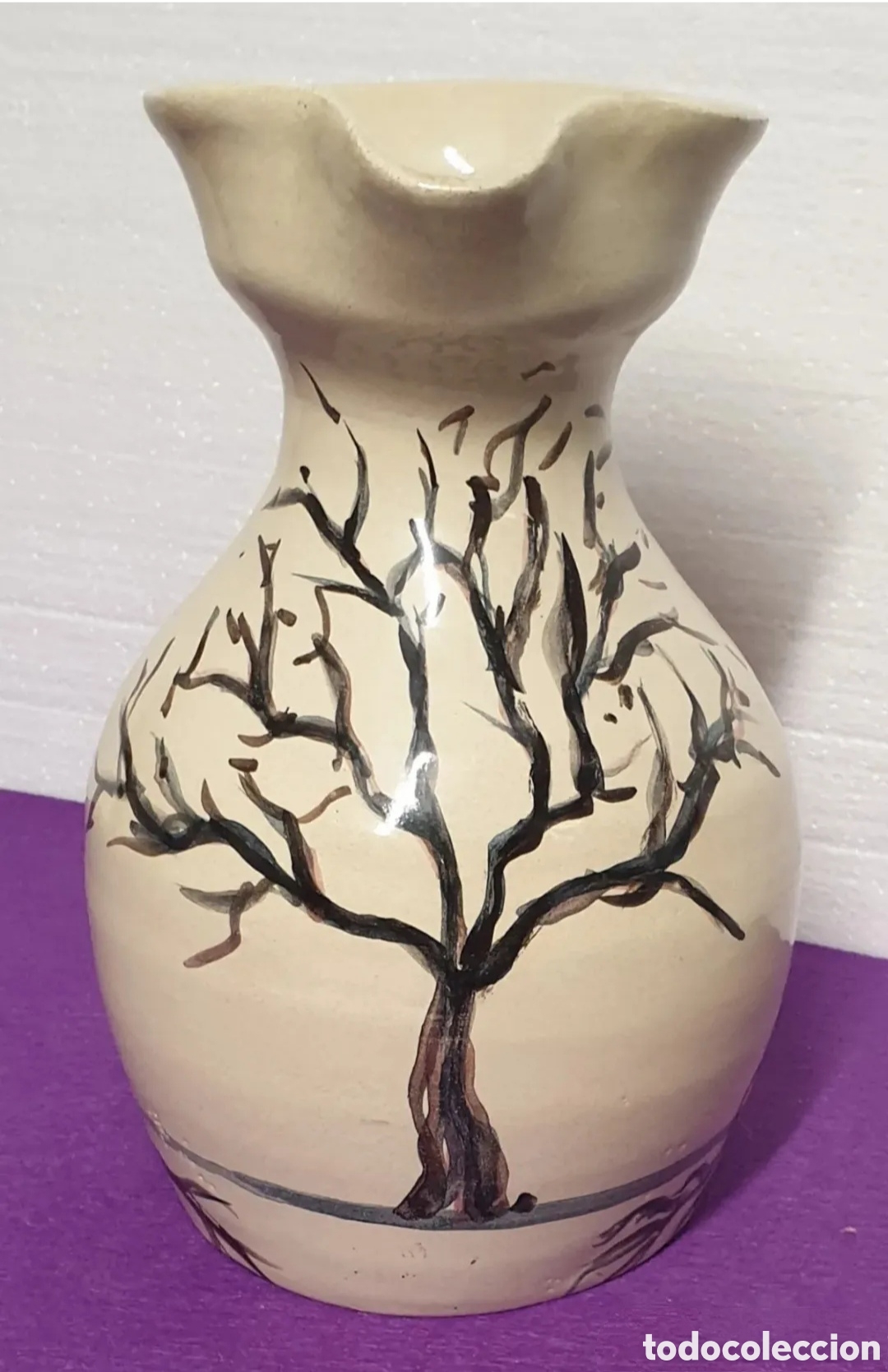 Antiques: Jarra Jarr&oacute;n Cer&aacute;mica vidriada pintada a mano marca en base Borja numerado 1/1