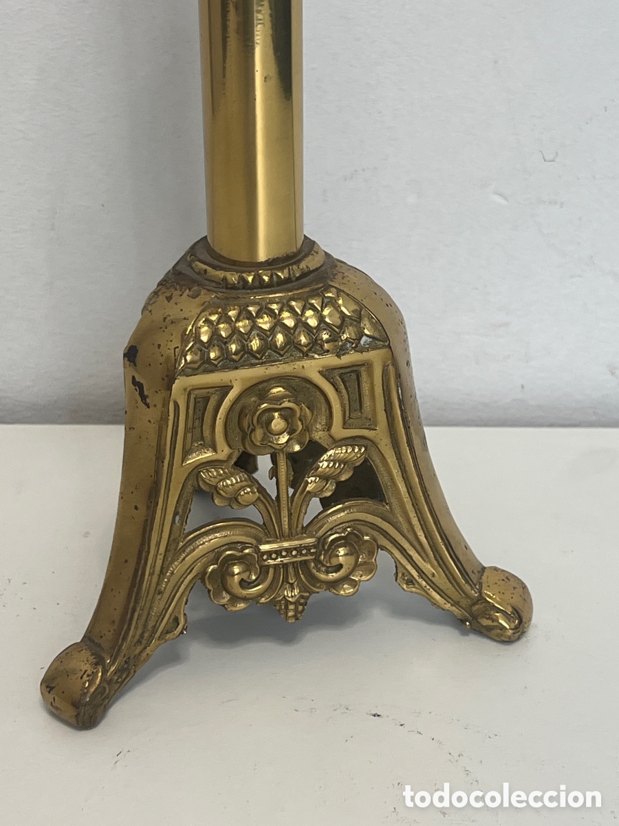 Antig&uuml;edades: CRUZ DE ALTAR .70 cm .Laton - Foto 3