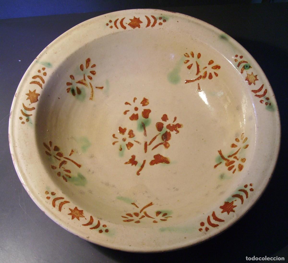 Antiquit&eacute;s: MONUMENTAL Y GRAN PLATO CER&Aacute;MICA CATALANA DE LA BISBAL XIX &ndash; XX