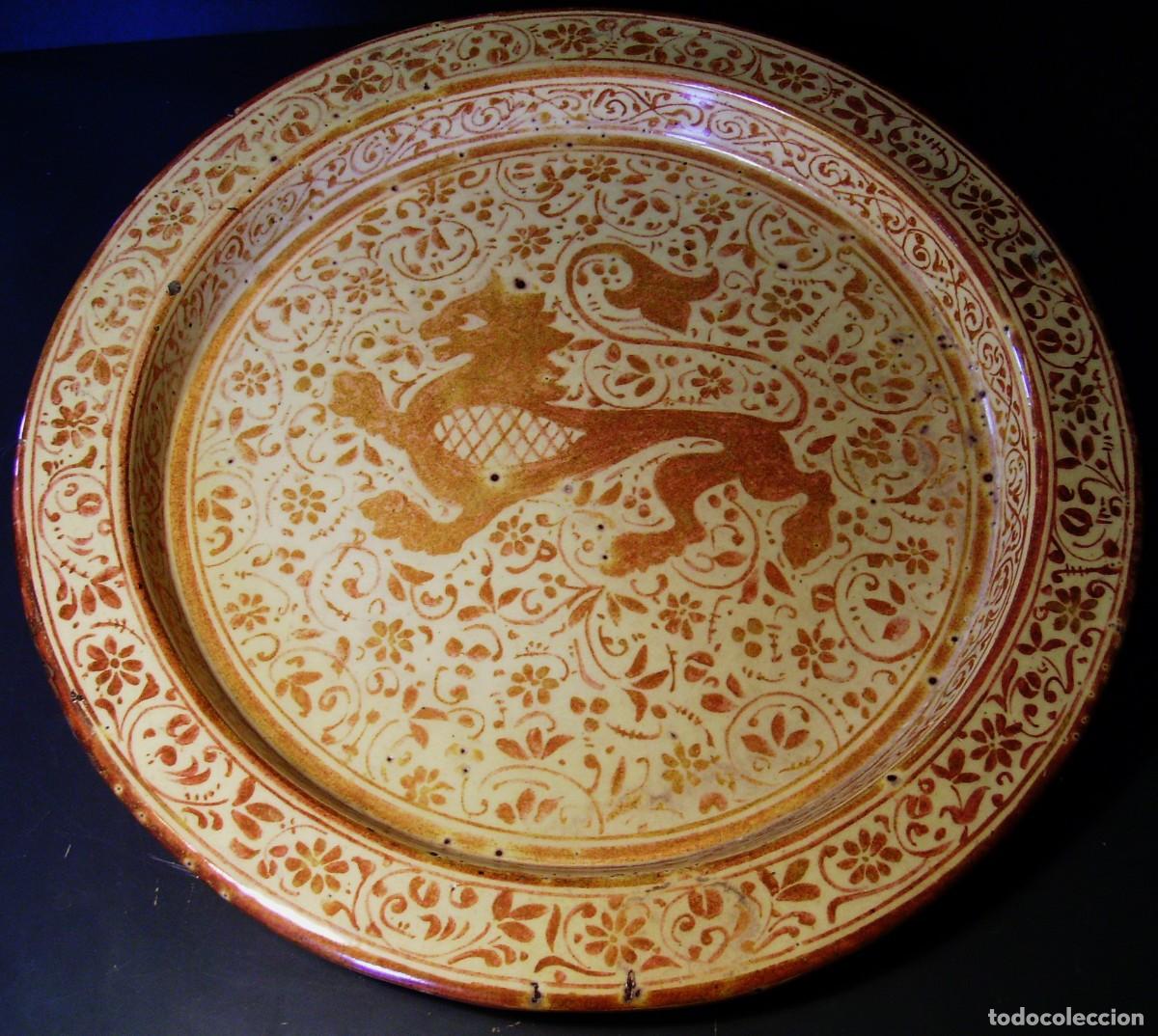 Antig&uuml;edades: MONUMENTAL Y GRAN PLATO CER&Aacute;MICA REFLEJOS DE MANISES XIX