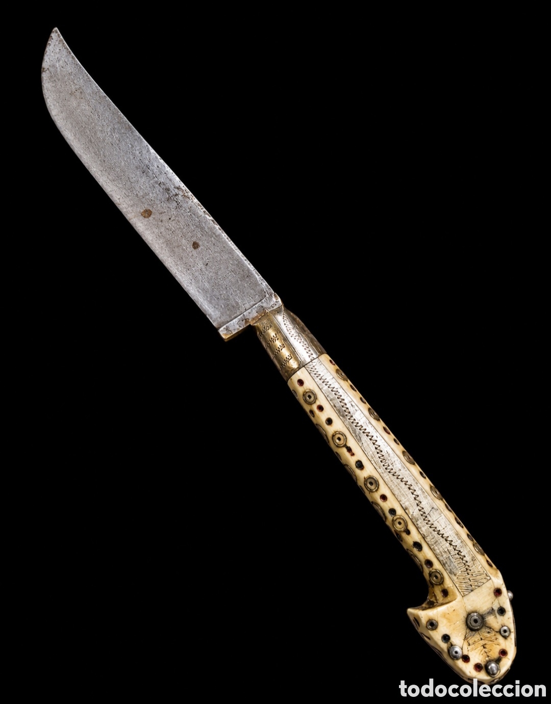 Antig&uuml;edades: Cuchillo de los balc&aacute;nes Sarajevo alrededor de 1893 con mango de hueso e incrustaciones