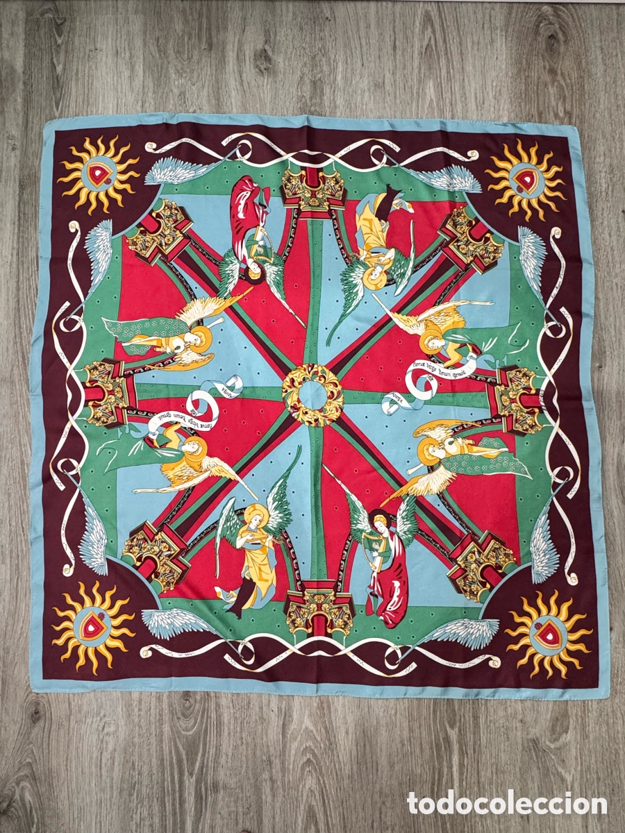 Oggetti Antichi: ANTIGUO PA&Ntilde;UELO DE SEDA VINTAGE DI&Aacute;METRO 93cm x 83cm