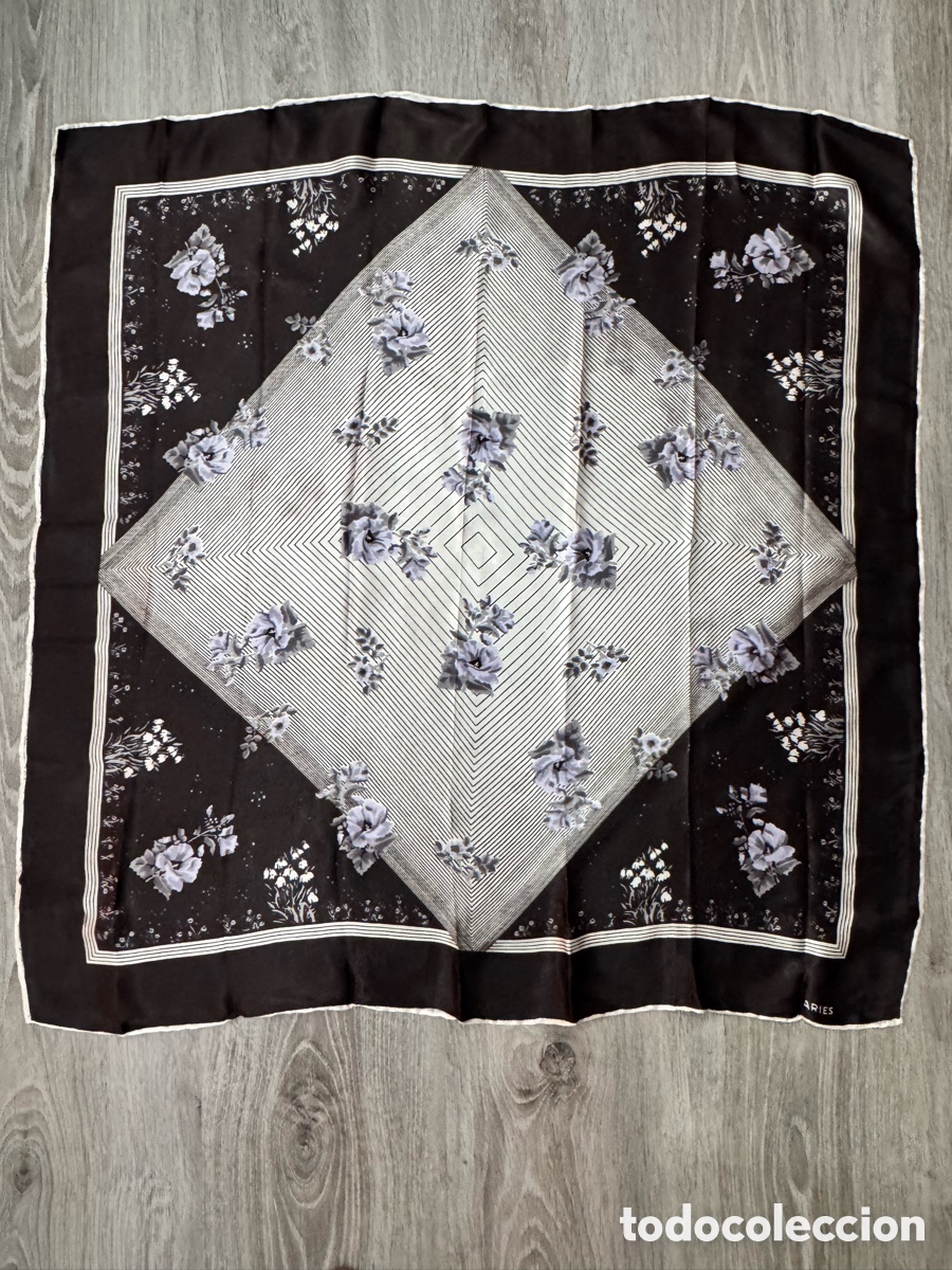 Antiquit&eacute;s: ANTIGUO PA&Ntilde;UELO DE SEDA VINTAGE DI&Aacute;METRO 74cm x 74cm