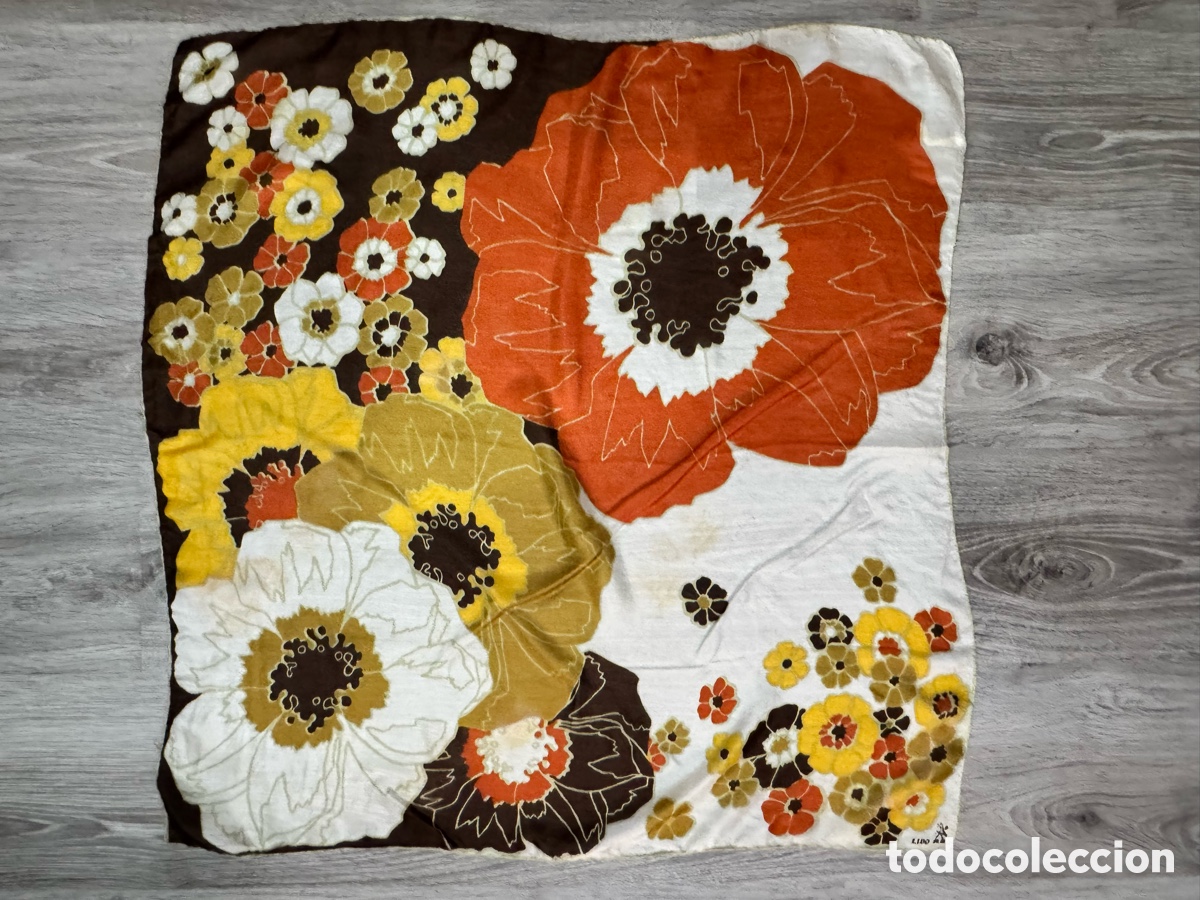 Antiques: ANTIGUO PA&Ntilde;UELO DE SEDA VINTAGE DI&Aacute;METRO 75cm x 75cm